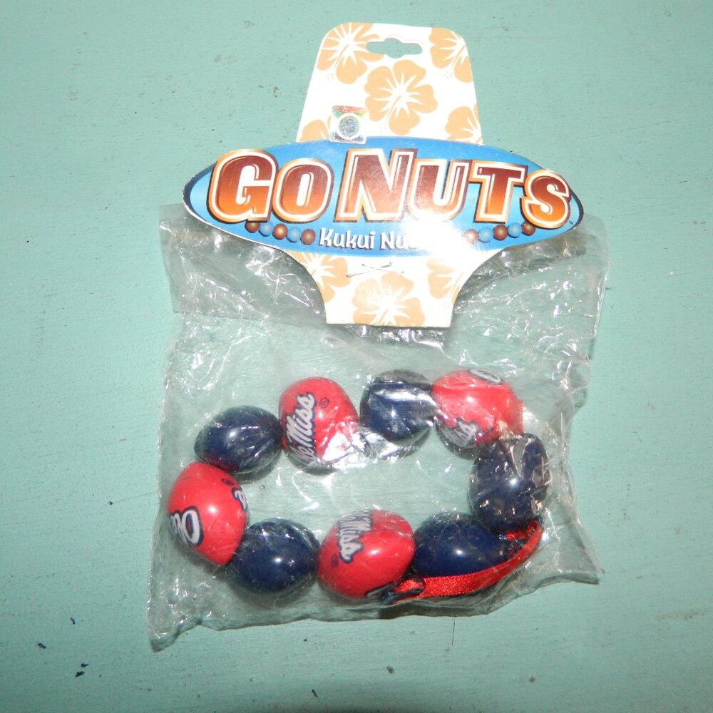 5/$25 Kukui Nut Leis Go Nuts Ole Miss Rebels Bracelet